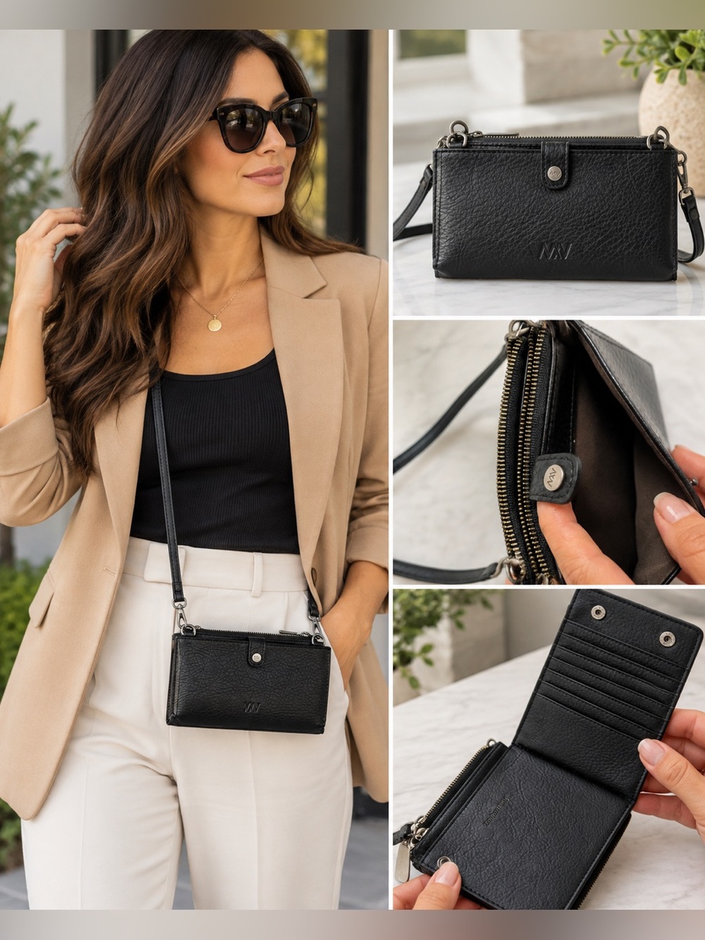 Matt & Nat Black Wallet Crossbody Bag Like New